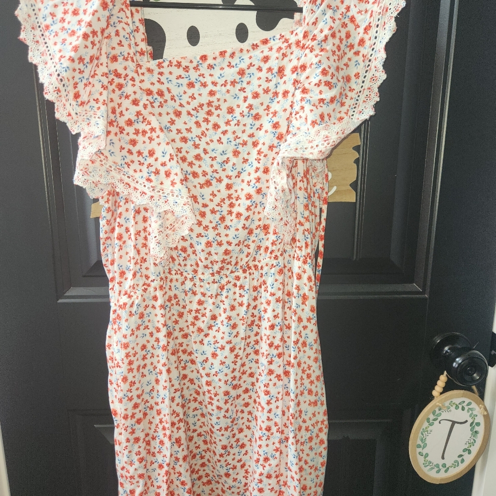Old Navy Red and Blue Floral Dress